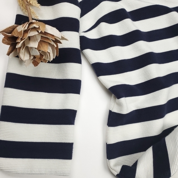Boden Anthropologie Navy White Stripe Cowl Bateau Neck Sweater Top Sz 4 - Picture 9 of 11